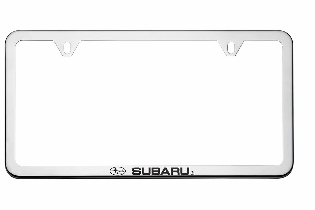 Cadre de plaque d'immatriculation (mince, logo Subaru) - inox