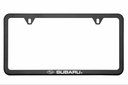 Cadre de plaque d'immatriculation (mince, logo Subaru) - noir mat